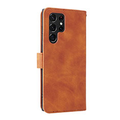 Coque Portefeuille Livre Cuir Etui Clapet L06Z pour Samsung Galaxy S22 Ultra 5G Marron