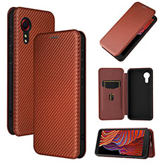 Coque Portefeuille Livre Cuir Etui Clapet L06Z pour Samsung Galaxy XCover 5 SM-G525F Marron