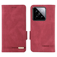 Coque Portefeuille Livre Cuir Etui Clapet L06Z pour Xiaomi Mi 14 Pro 5G Rouge