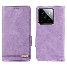 Coque Portefeuille Livre Cuir Etui Clapet L06Z pour Xiaomi Mi 14 Pro 5G Violet