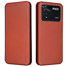 Coque Portefeuille Livre Cuir Etui Clapet L06Z pour Xiaomi Poco M4 Pro 4G Marron