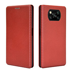 Coque Portefeuille Livre Cuir Etui Clapet L06Z pour Xiaomi Poco X3 NFC Marron