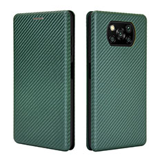 Coque Portefeuille Livre Cuir Etui Clapet L06Z pour Xiaomi Poco X3 NFC Vert