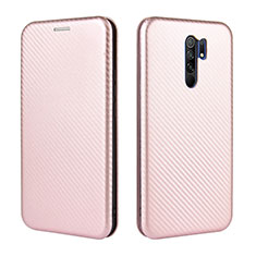 Coque Portefeuille Livre Cuir Etui Clapet L06Z pour Xiaomi Redmi 9 Or Rose