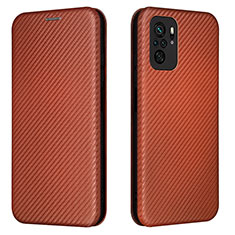 Coque Portefeuille Livre Cuir Etui Clapet L06Z pour Xiaomi Redmi Note 10 4G Marron