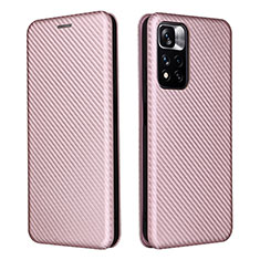 Coque Portefeuille Livre Cuir Etui Clapet L06Z pour Xiaomi Redmi Note 11 Pro+ Plus 5G Or Rose