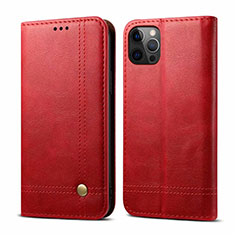 Coque Portefeuille Livre Cuir Etui Clapet L07 pour Apple iPhone 12 Pro Max Rouge