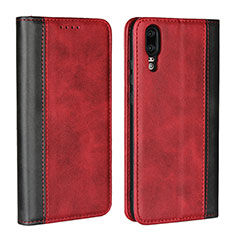 Coque Portefeuille Livre Cuir Etui Clapet L07 pour Huawei P20 Rouge