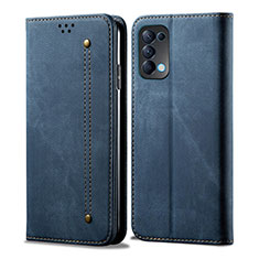 Coque Portefeuille Livre Cuir Etui Clapet L07 pour Oppo Reno5 5G Bleu