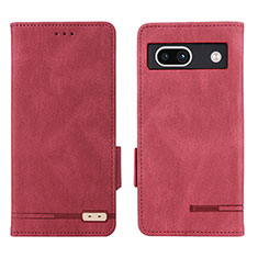 Coque Portefeuille Livre Cuir Etui Clapet L07Z pour Google Pixel 7a 5G Rouge