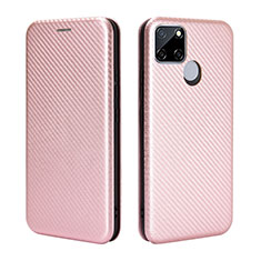 Coque Portefeuille Livre Cuir Etui Clapet L07Z pour Realme 7i RMX2193 Or Rose