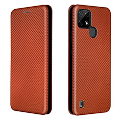 Coque Portefeuille Livre Cuir Etui Clapet L07Z pour Realme C21 Marron