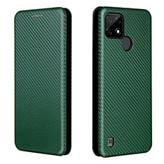 Coque Portefeuille Livre Cuir Etui Clapet L07Z pour Realme C21 Vert