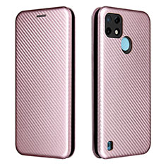 Coque Portefeuille Livre Cuir Etui Clapet L07Z pour Realme C25Y India Or Rose