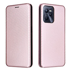 Coque Portefeuille Livre Cuir Etui Clapet L07Z pour Realme Narzo 50A Prime Or Rose