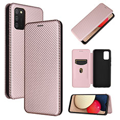 Coque Portefeuille Livre Cuir Etui Clapet L07Z pour Samsung Galaxy A03s Or Rose