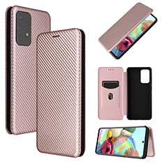 Coque Portefeuille Livre Cuir Etui Clapet L07Z pour Samsung Galaxy A72 4G Or Rose