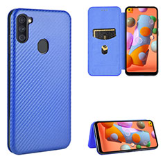 Coque Portefeuille Livre Cuir Etui Clapet L07Z pour Samsung Galaxy M11 Bleu