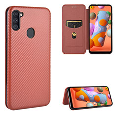 Coque Portefeuille Livre Cuir Etui Clapet L07Z pour Samsung Galaxy M11 Marron