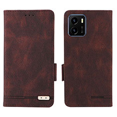 Coque Portefeuille Livre Cuir Etui Clapet L07Z pour Vivo iQOO U5x Marron