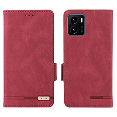 Coque Portefeuille Livre Cuir Etui Clapet L07Z pour Vivo iQOO U5x Rouge