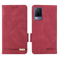 Coque Portefeuille Livre Cuir Etui Clapet L07Z pour Vivo V21 5G Rouge