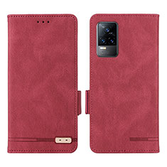 Coque Portefeuille Livre Cuir Etui Clapet L07Z pour Vivo V21e 4G Rouge