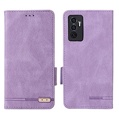 Coque Portefeuille Livre Cuir Etui Clapet L07Z pour Vivo V23e 5G Violet