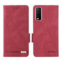 Coque Portefeuille Livre Cuir Etui Clapet L07Z pour Vivo Y12A Rouge