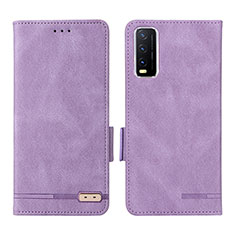 Coque Portefeuille Livre Cuir Etui Clapet L07Z pour Vivo Y12A Violet