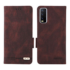 Coque Portefeuille Livre Cuir Etui Clapet L07Z pour Vivo Y12G Marron