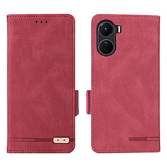 Coque Portefeuille Livre Cuir Etui Clapet L07Z pour Vivo Y16 Rouge