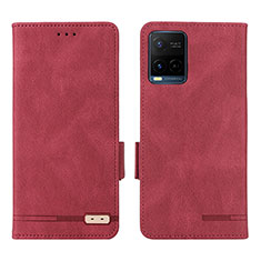 Coque Portefeuille Livre Cuir Etui Clapet L07Z pour Vivo Y21 Rouge