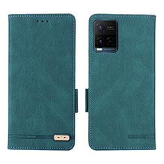 Coque Portefeuille Livre Cuir Etui Clapet L07Z pour Vivo Y21 Vert