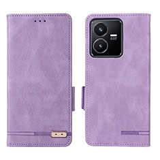 Coque Portefeuille Livre Cuir Etui Clapet L07Z pour Vivo Y22 Violet