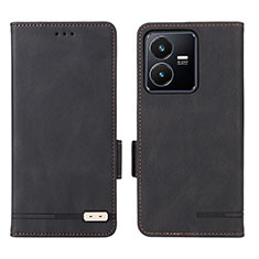 Coque Portefeuille Livre Cuir Etui Clapet L07Z pour Vivo Y22s Noir