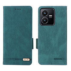 Coque Portefeuille Livre Cuir Etui Clapet L07Z pour Vivo Y22s Vert