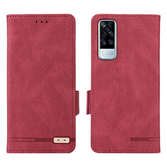 Coque Portefeuille Livre Cuir Etui Clapet L07Z pour Vivo Y31 (2021) Rouge