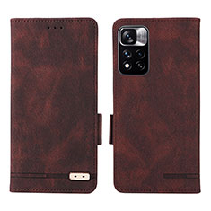 Coque Portefeuille Livre Cuir Etui Clapet L07Z pour Xiaomi Poco X4 NFC Marron