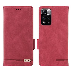 Coque Portefeuille Livre Cuir Etui Clapet L07Z pour Xiaomi Poco X4 NFC Rouge