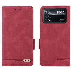 Coque Portefeuille Livre Cuir Etui Clapet L07Z pour Xiaomi Poco X4 Pro 5G Rouge