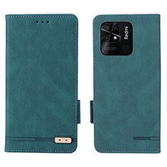 Coque Portefeuille Livre Cuir Etui Clapet L07Z pour Xiaomi Redmi 10 India Vert