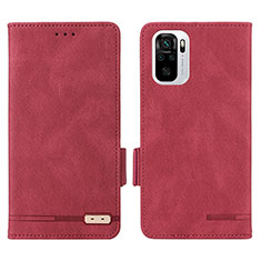 Coque Portefeuille Livre Cuir Etui Clapet L07Z pour Xiaomi Redmi Note 10 4G Rouge