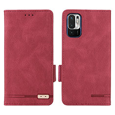 Coque Portefeuille Livre Cuir Etui Clapet L07Z pour Xiaomi Redmi Note 10 5G Rouge