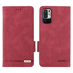 Coque Portefeuille Livre Cuir Etui Clapet L07Z pour Xiaomi Redmi Note 10T 5G Rouge