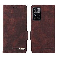 Coque Portefeuille Livre Cuir Etui Clapet L07Z pour Xiaomi Redmi Note 11 Pro+ Plus 5G Marron