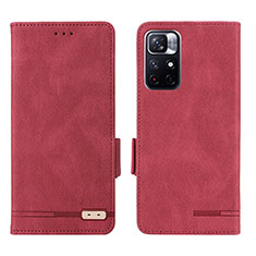 Coque Portefeuille Livre Cuir Etui Clapet L07Z pour Xiaomi Redmi Note 11T 5G Rouge