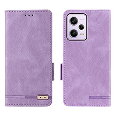 Coque Portefeuille Livre Cuir Etui Clapet L07Z pour Xiaomi Redmi Note 12 Pro 5G Violet