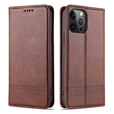 Coque Portefeuille Livre Cuir Etui Clapet L08 pour Apple iPhone 12 Pro Max Marron