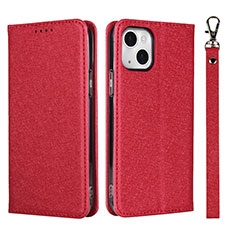 Coque Portefeuille Livre Cuir Etui Clapet L08 pour Apple iPhone 13 Mini Rouge